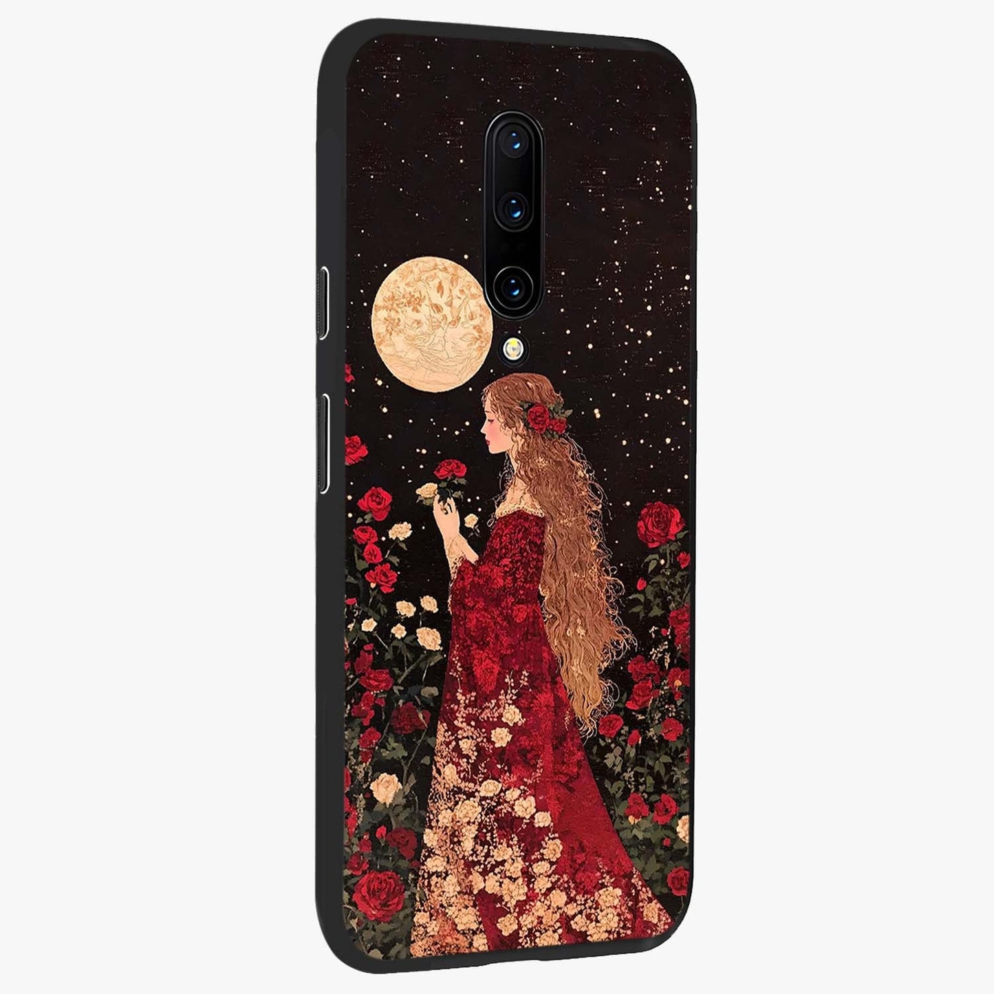 Crimson Dreams Glass Case upright view showcasing dreamy red toned artwork with modern aesthetic style.