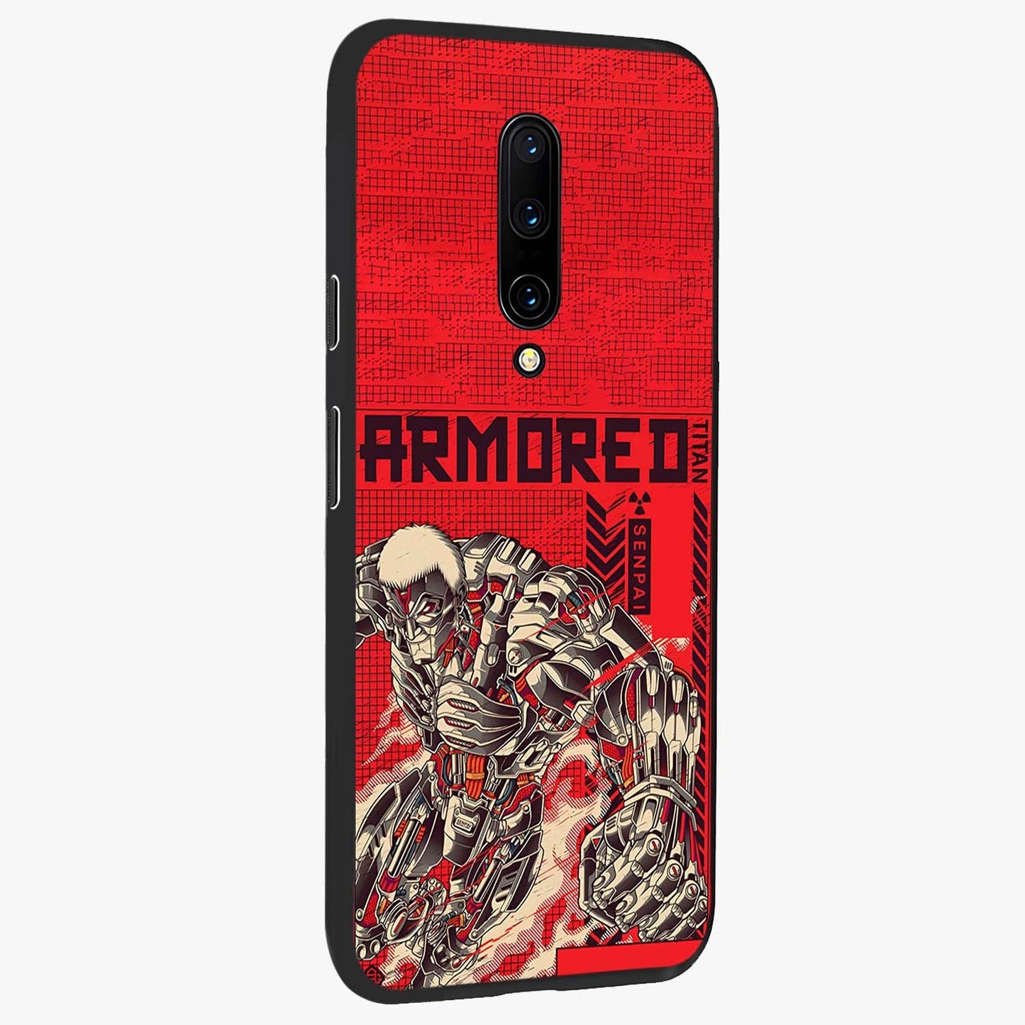 Crimson Mecha Titan Glass Case upright view showcasing dynamic robotic titan design with sci-fi inspired theme.