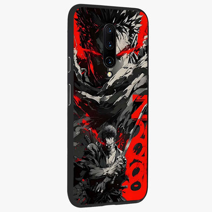 Demon Sword Resolve Glass Case upright view showcasing dramatic warrior artwork with intense battle theme.