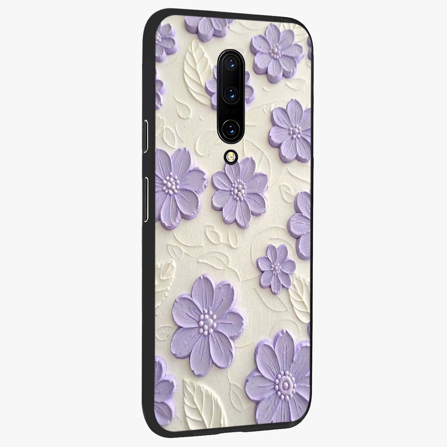Floral Wall Art With Purple Flowers Glass Case upright view showcasing elegant purple flower artwork with decorative floral theme.