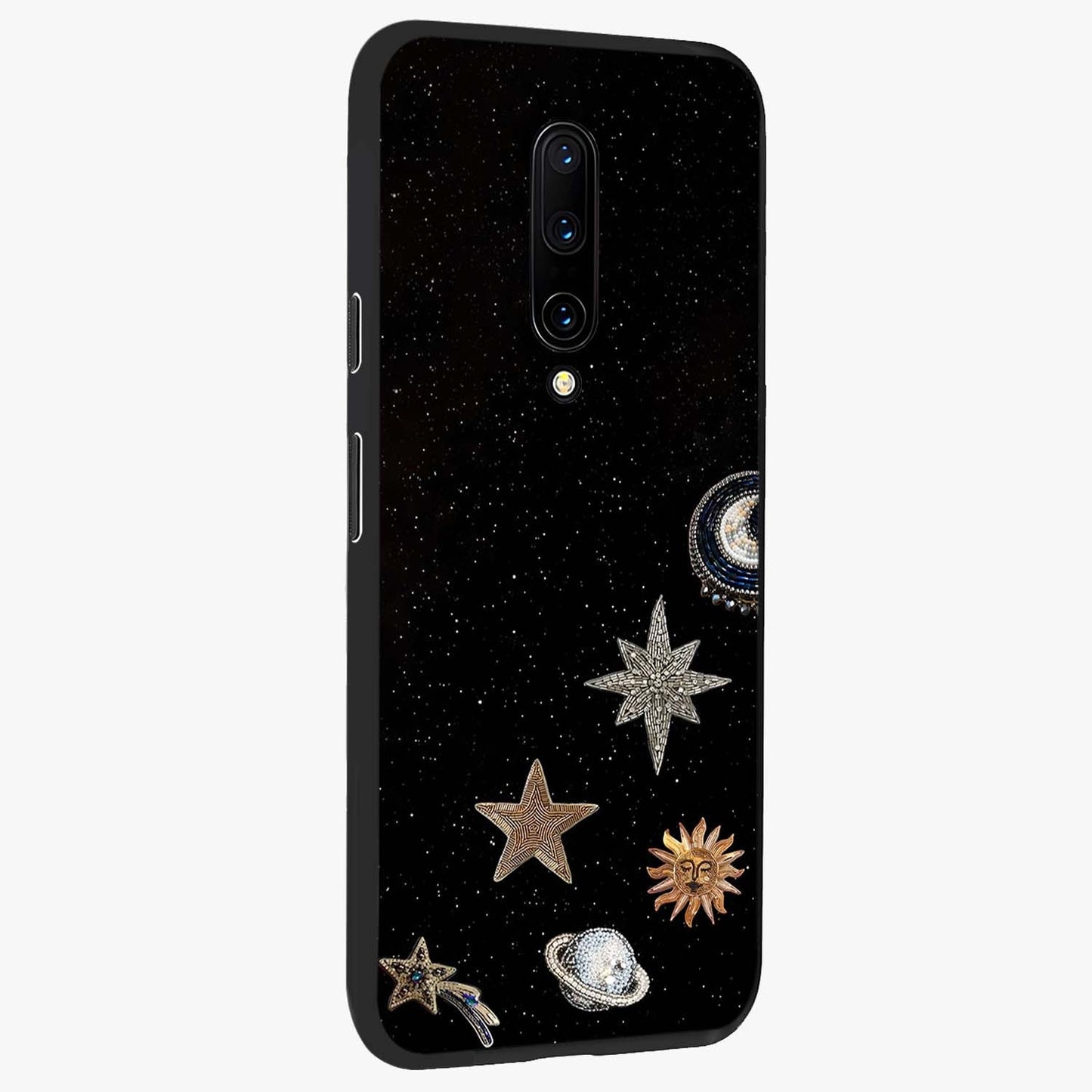 Galactic Charm Glow Glass Case upright view showcasing glowing cosmic charm artwork with magical celestial style.