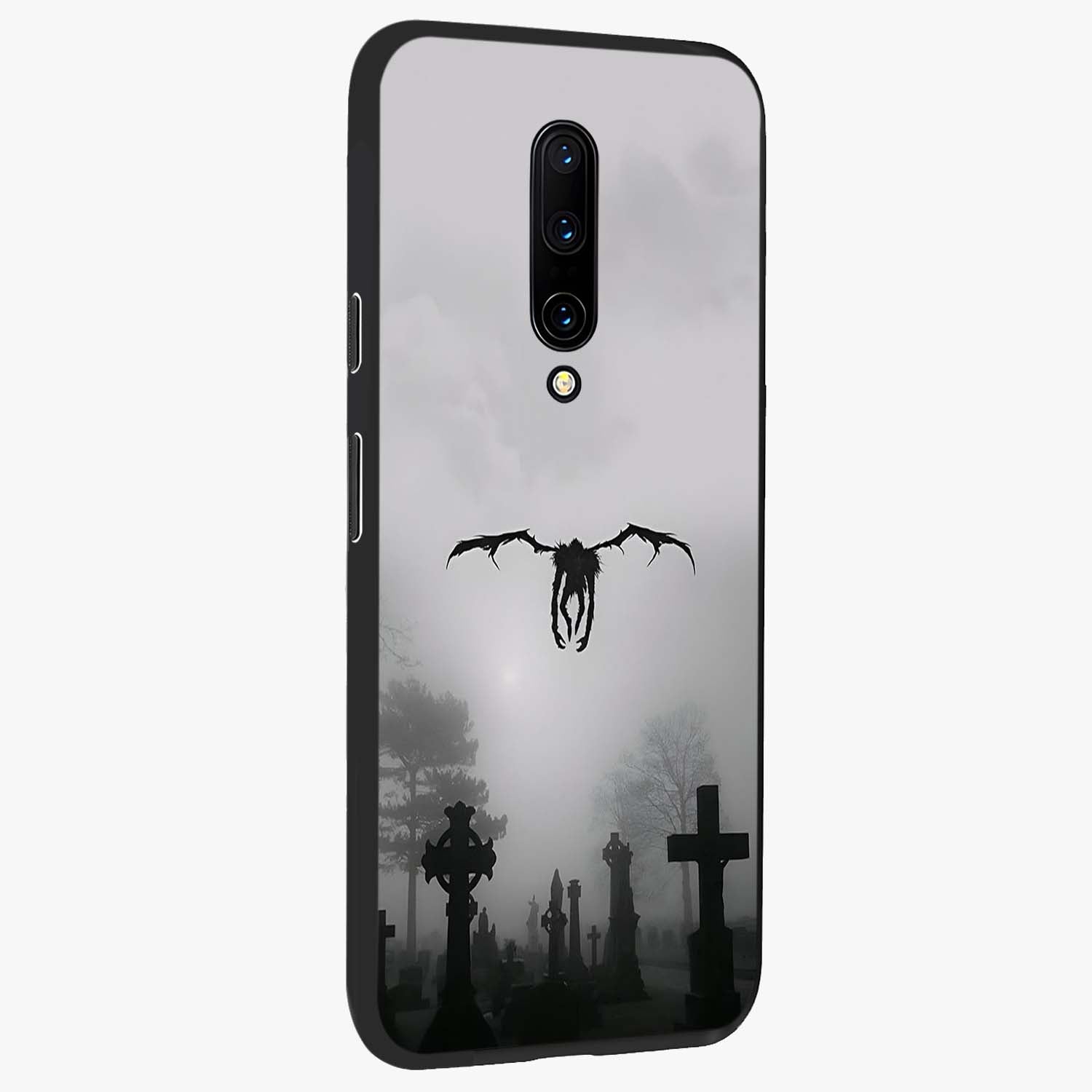 Graveyard Shadow Descent Glass Case upright view showcasing haunting graveyard artwork with dramatic dark theme.