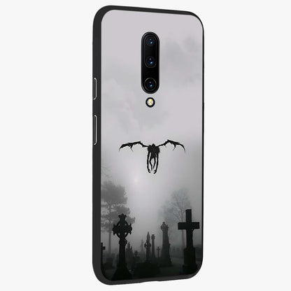 Graveyard Shadow Descent Glass Case upright view showcasing haunting graveyard artwork with dramatic dark theme.
