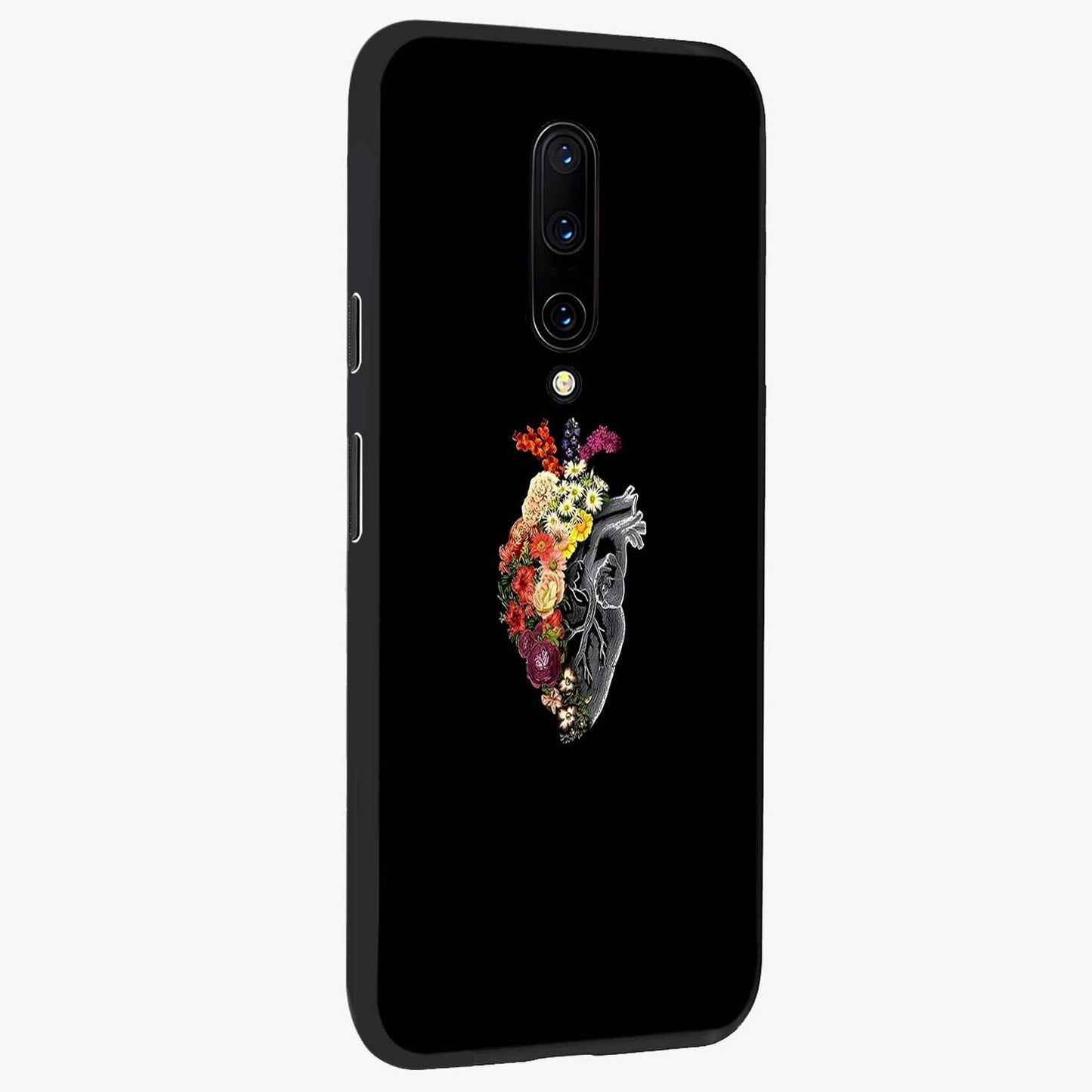 Heart With Flowers Glass Case upright view showcasing decorative heart and floral artwork with sweet romantic theme.