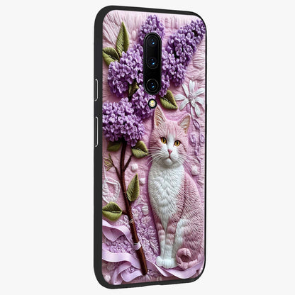 Lavender Cat Whimsy Glass Case upright view showcasing charming cat artwork with whimsical lavender theme.