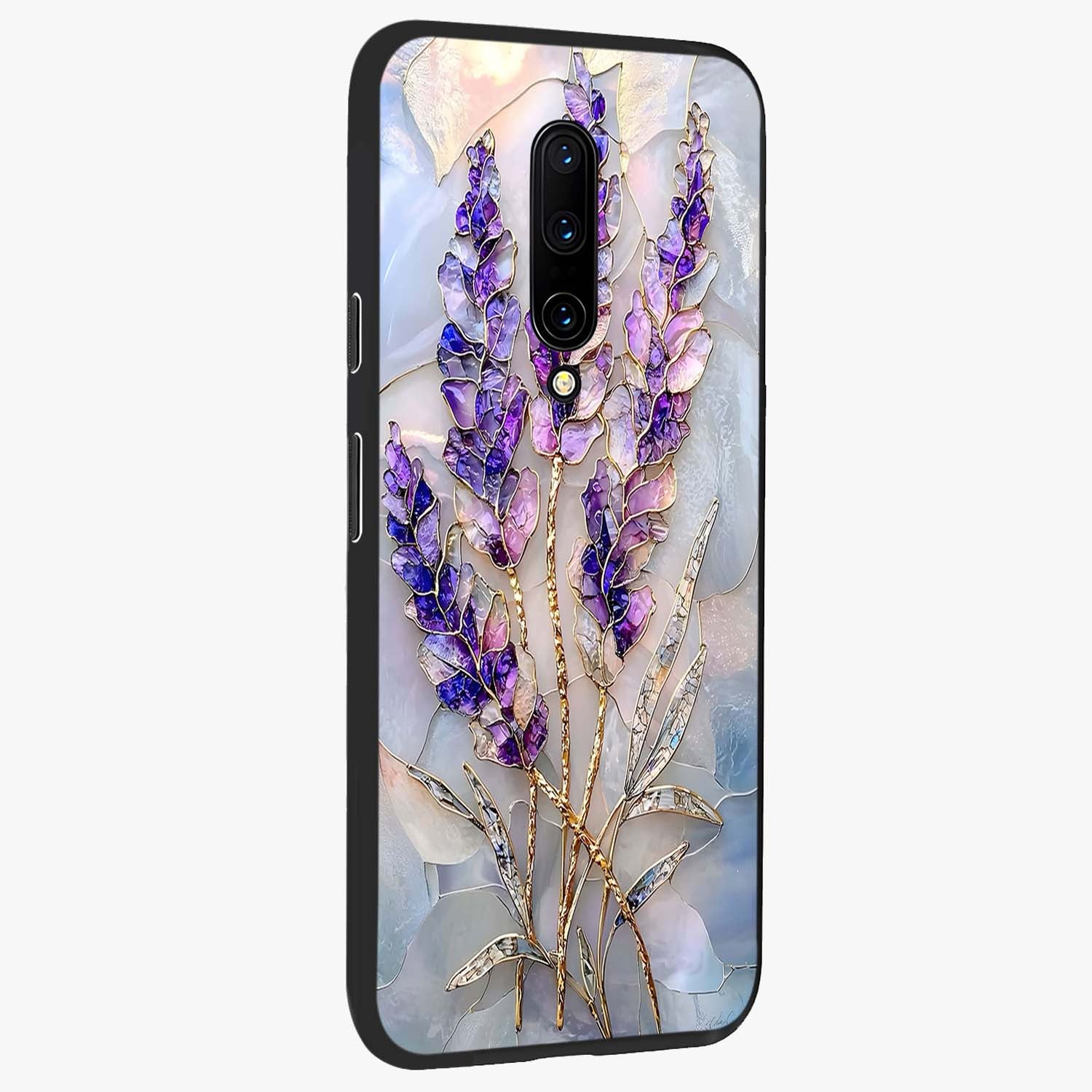 Lavender Dream Glow Glass Case upright view showcasing radiant lavender glow artwork with calming dreamy theme.