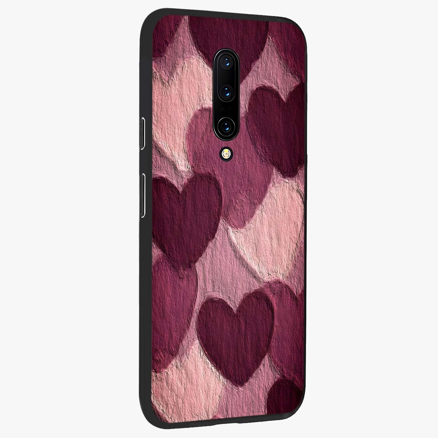 Layered Paper Hearts Glass Case upright view showcasing decorative layered heart artwork with sweet love theme.