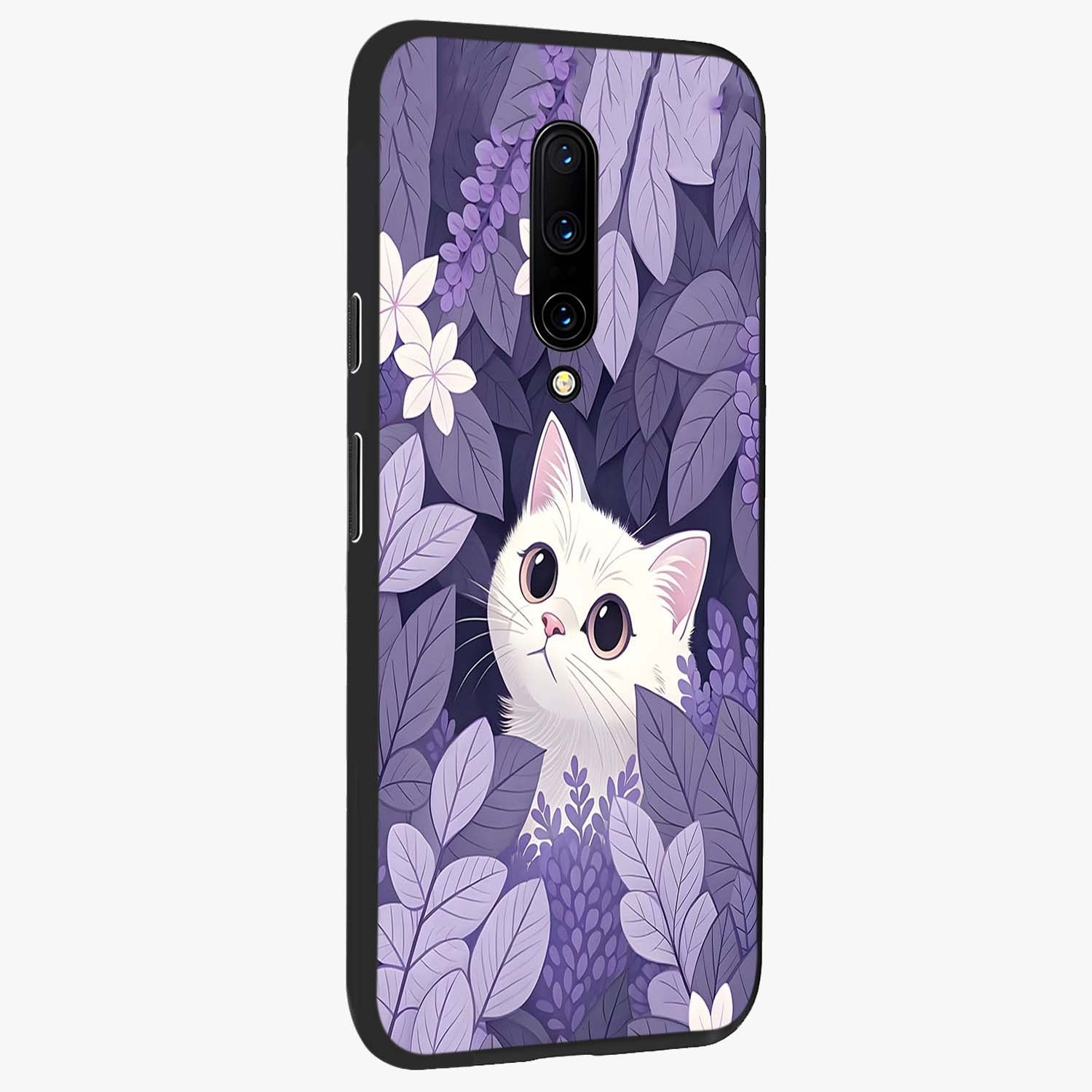 Lilac Hide Peek Cat Glass Case upright view showcasing charming cat artwork with adorable peek theme.