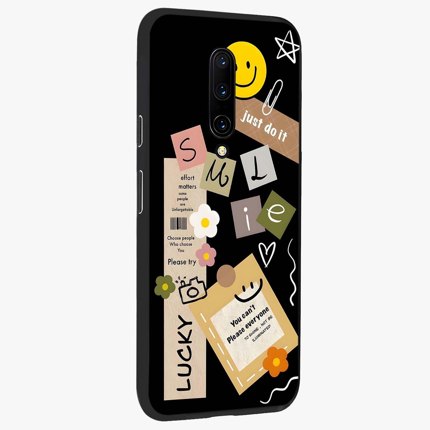 Lucky Aesthetic Collage Glass Case upright view showcasing vibrant collage artwork with youthful aesthetic theme.