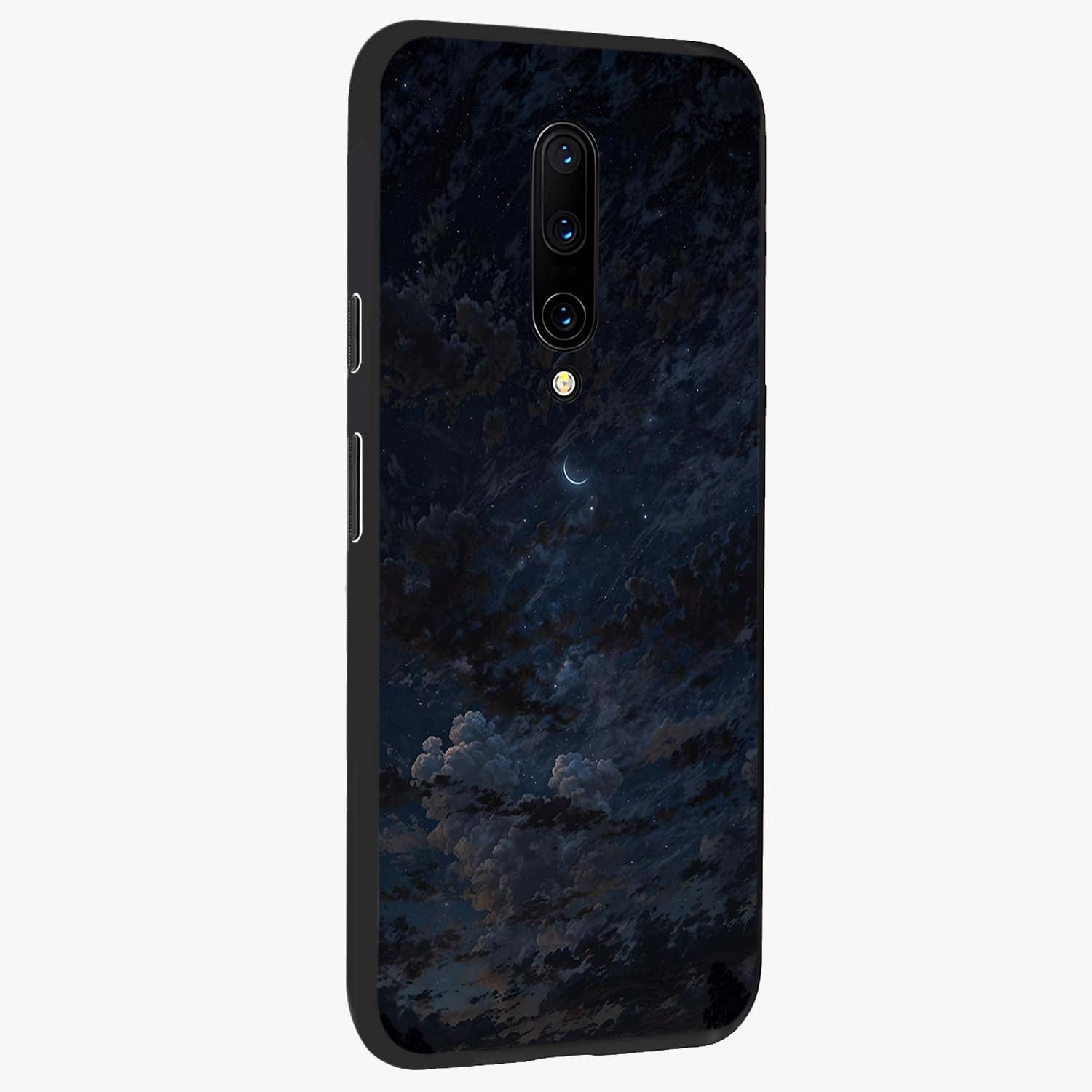 Lunar Veil Silence Glass Case upright view showcasing calm moon themed artwork with serene night atmosphere.