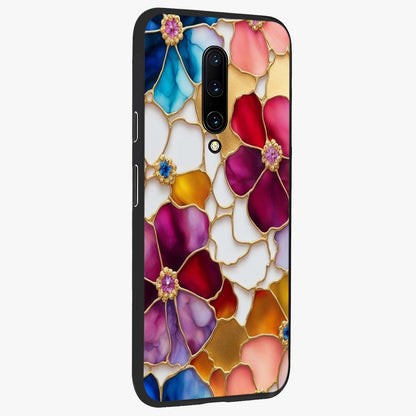 Marble Flower Pattern Glass Case upright view showcasing decorative marble flower artwork with refined style.