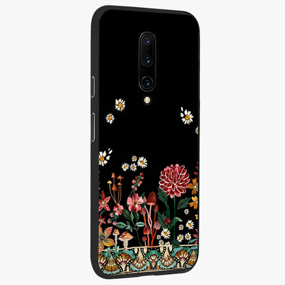 Midnight Bloom Pattern Glass Case upright view showcasing decorative floral artwork with deep night themed palette.