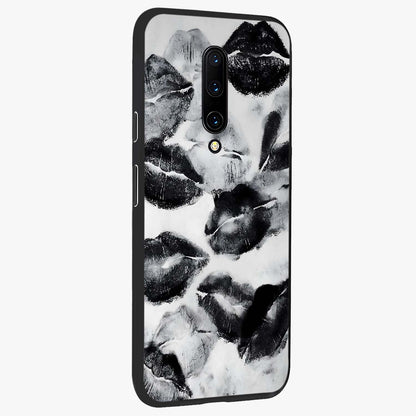 Midnight Kiss Marks Glass Case upright view showcasing stylish kiss mark artwork with trendy romantic theme.