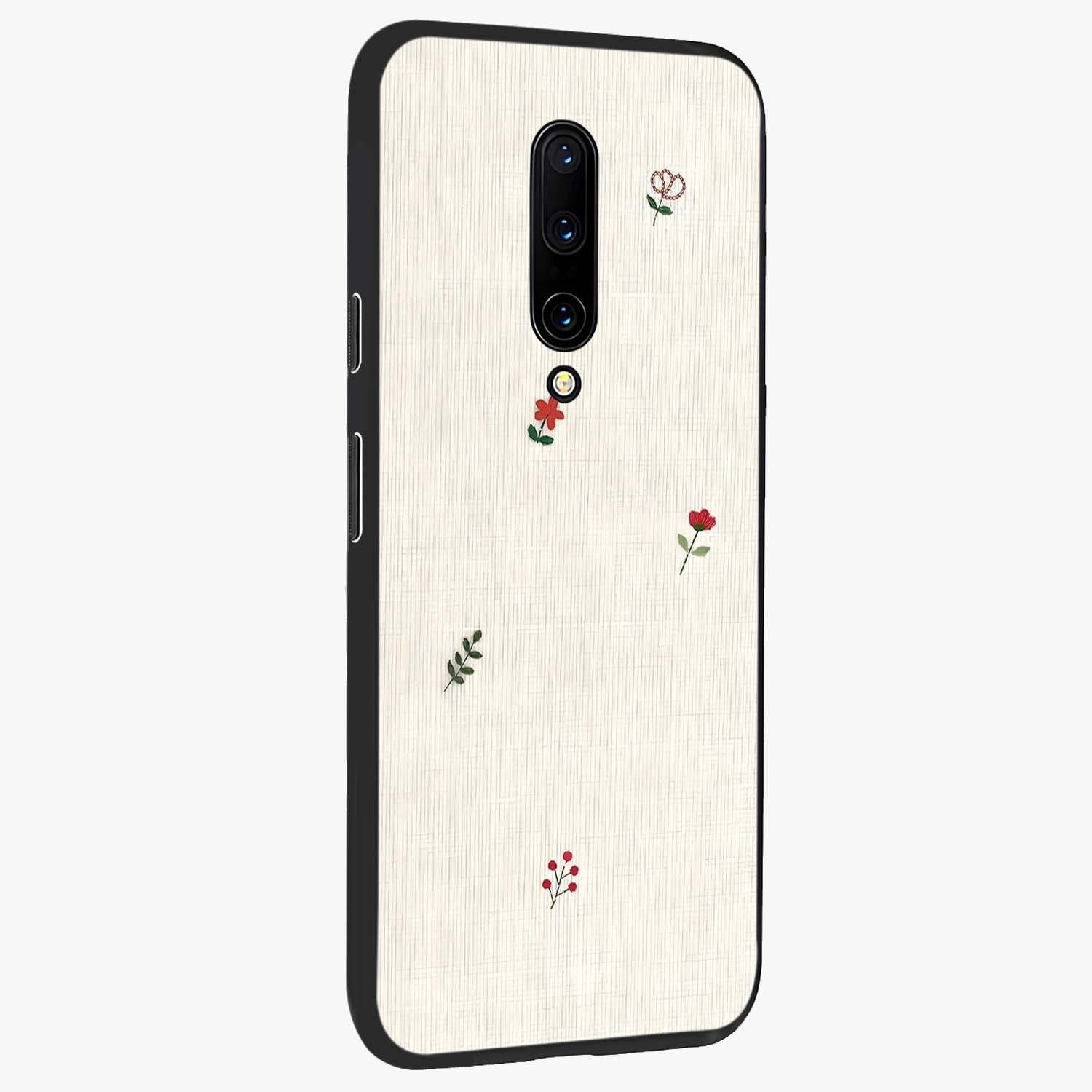 Minimalistic Blue With White Flower Pattern Glass Case upright view showcasing clean white flower artwork with calming blue theme.