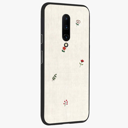 Minimalistic Blue With White Flower Pattern Glass Case upright view showcasing clean white flower artwork with calming blue theme.