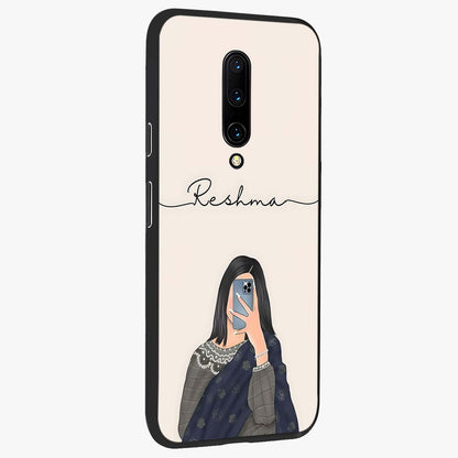 Mirror Mood Muse With Custom Name Glass Case upright view showcasing artistic mirror themed artwork with personalized aesthetic.