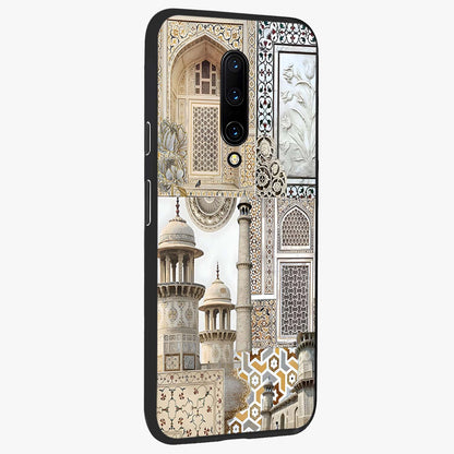 Mughal Marble Legacy Glass Case upright view showcasing ornate Mughal design with luxurious traditional theme.