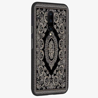 Noir Bloom Elegance Glass Case upright view showcasing graceful floral artwork with luxurious dark theme.