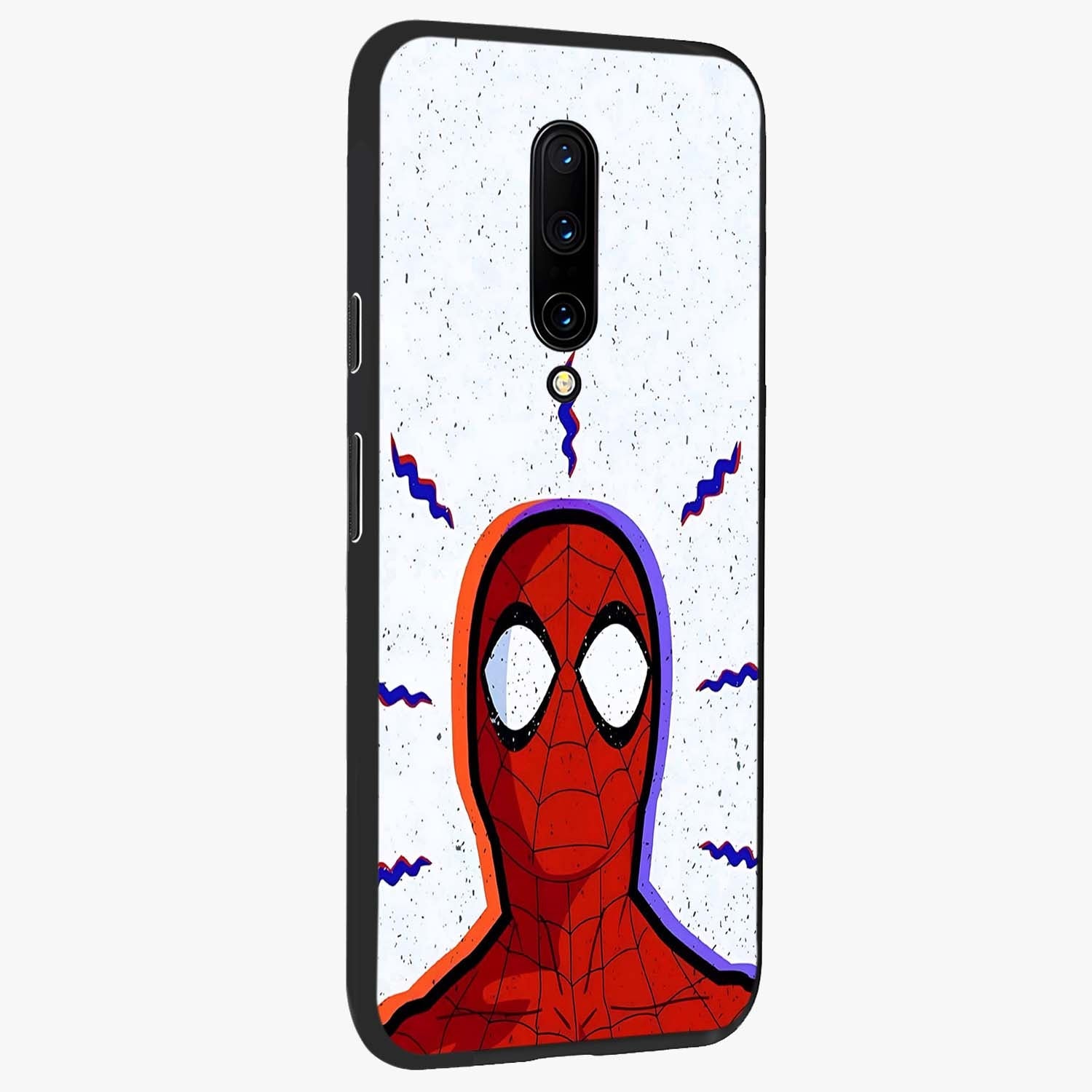 Omg Spiderman Glass Case upright view showcasing energetic superhero artwork with vibrant comic theme.