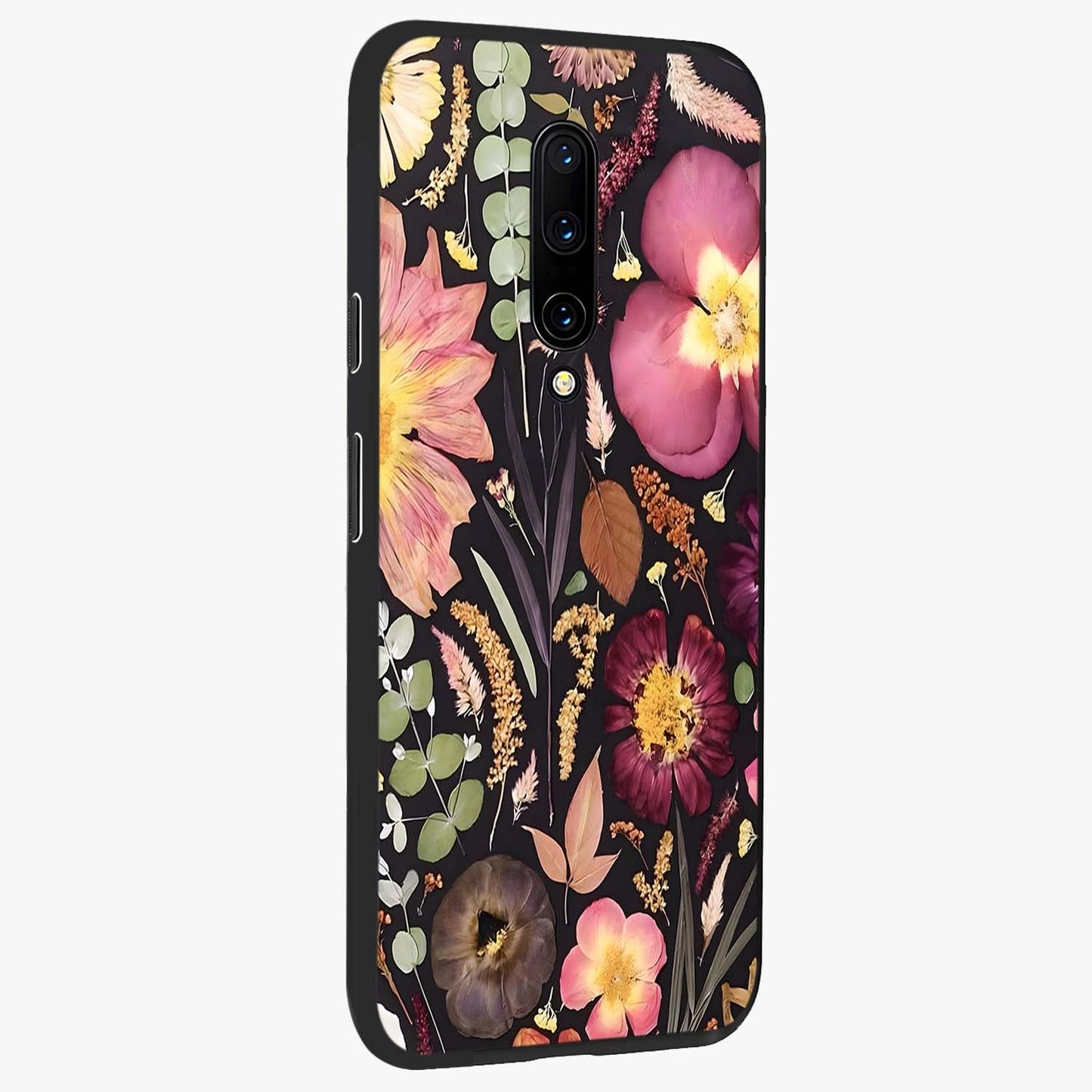 Petal Dream Tapestry Glass Case upright view showcasing detailed floral tapestry artwork with artistic nature theme.