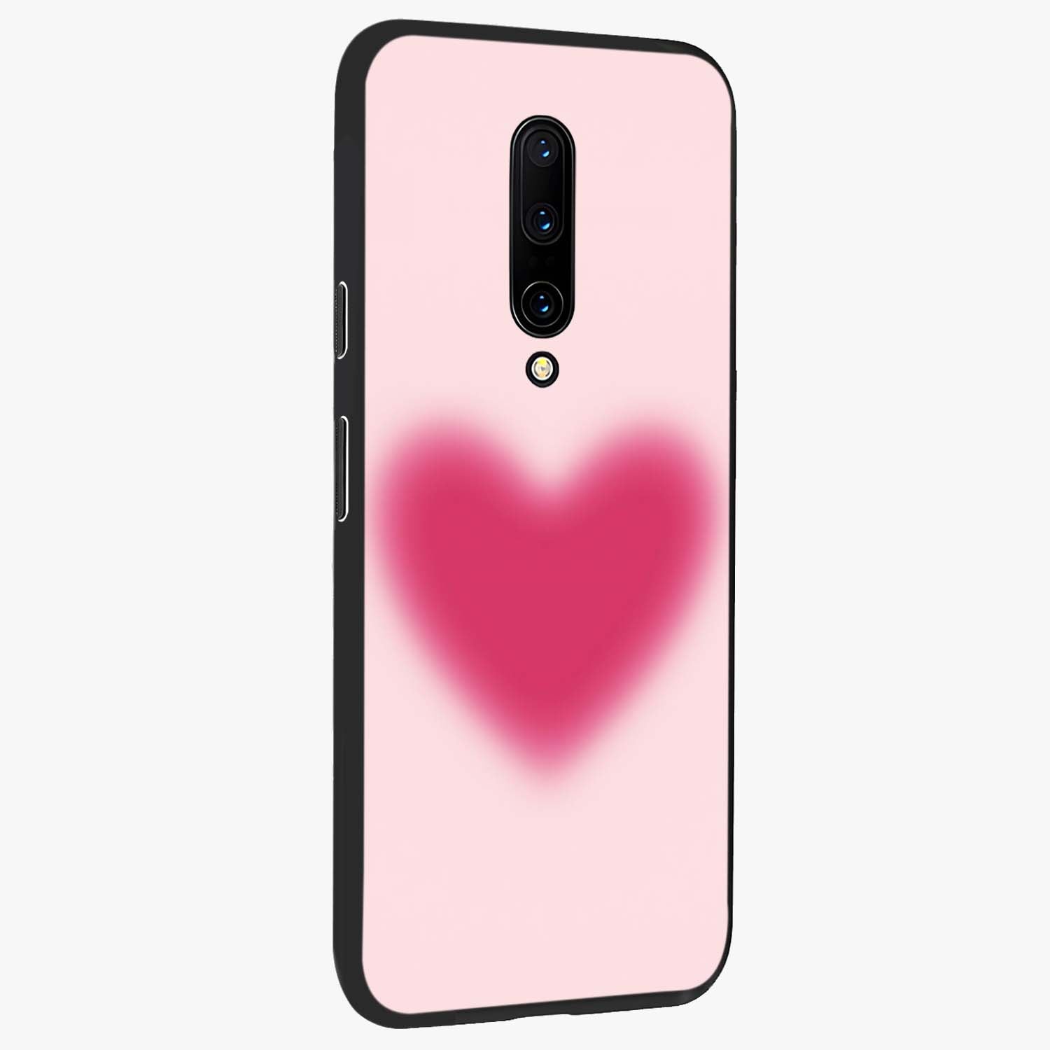 Pink Aura Heart Glass Case upright view showcasing romantic heart artwork with soft pastel theme.
