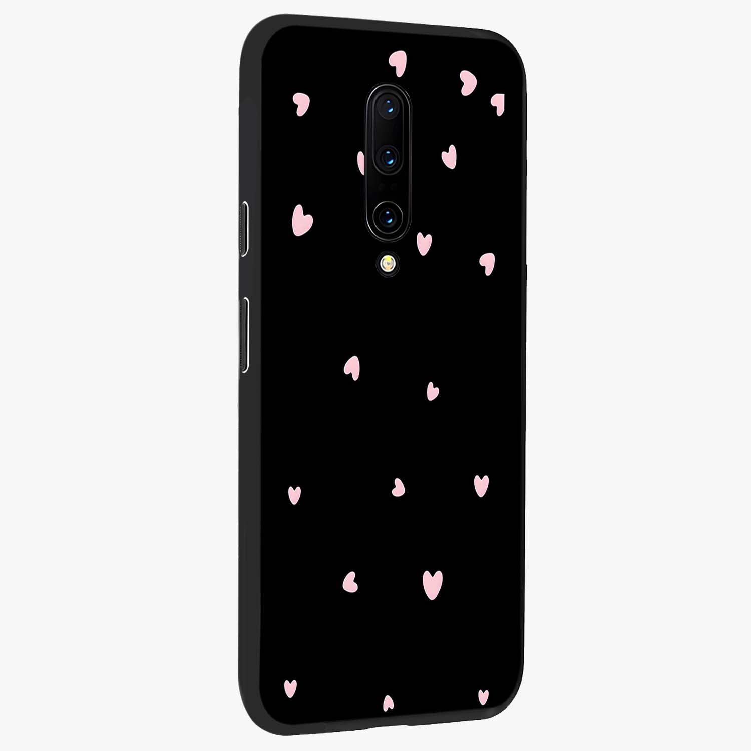 Pink Love Drops Glass Case upright view showcasing charming heart drop artwork with romantic playful theme.