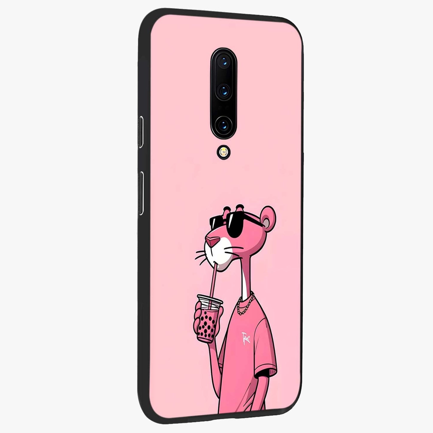 Pink Panther Glass Case upright view showcasing fun animated artwork with stylish retro cartoon theme.