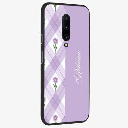 Purple Diamond Floral Glass Case upright view showcasing vibrant floral artwork with stylish geometric theme.