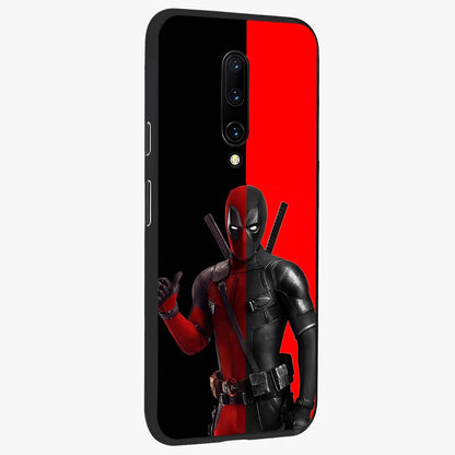 Red & Black Deadpool Theme Glass Case upright view showcasing energetic comic themed artwork with striking red and black design.