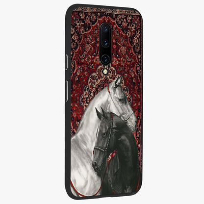 Regal Stallion Tapestry Glass Case upright view showcasing powerful horse artwork with elegant tapestry theme.