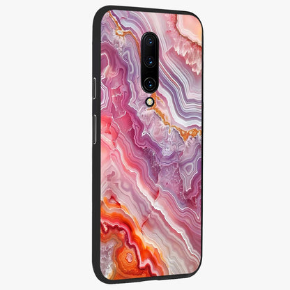 Rose Quartz Marble Glass Case upright view showcasing decorative marble artwork with luxurious pastel theme.