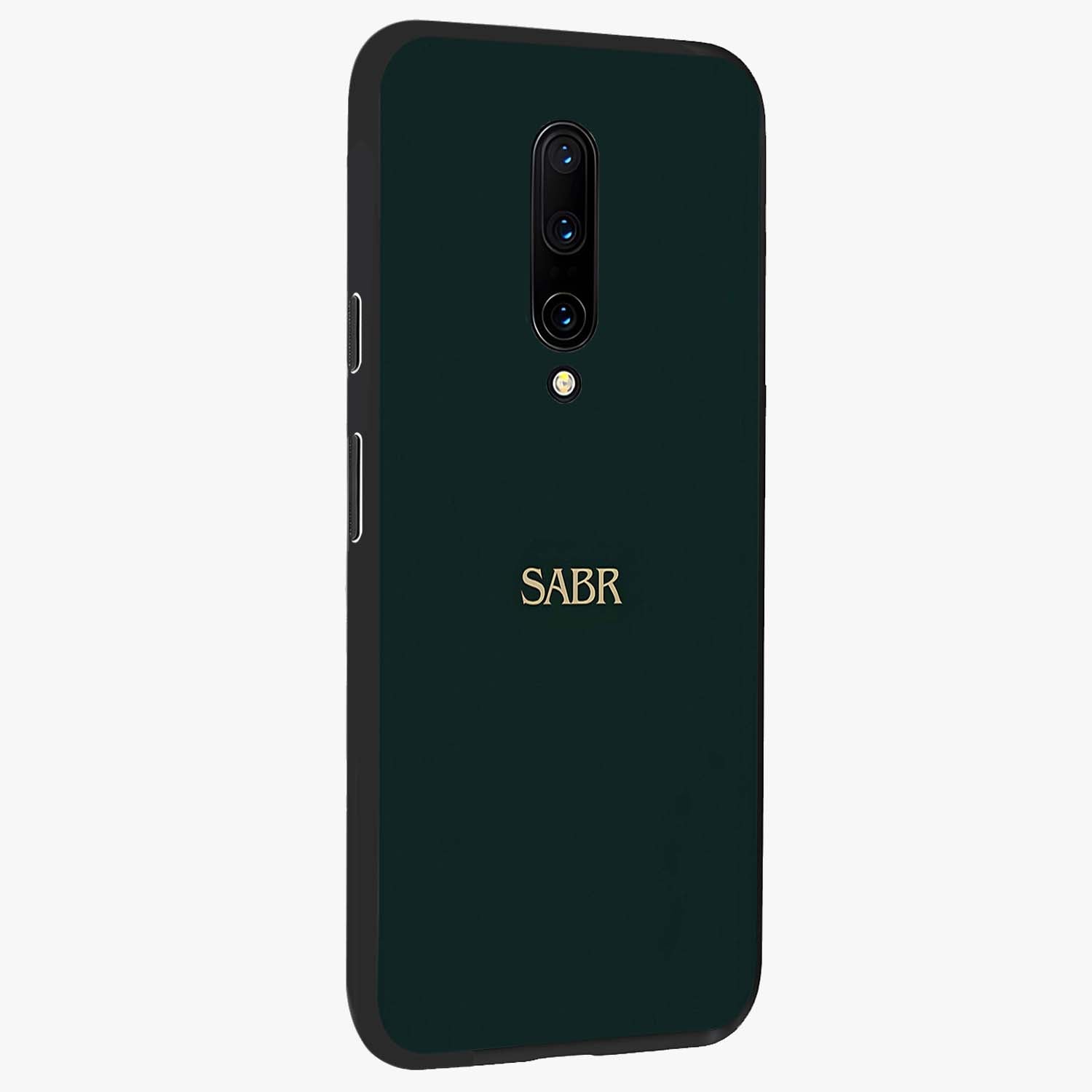 Sabr Minimal Patience Glass Case upright view showcasing calm minimalist artwork with motivational patience theme.