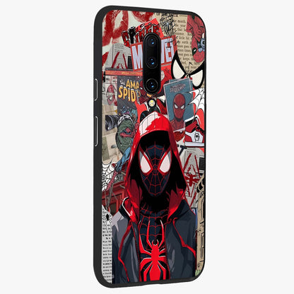 Spider Collage Street Glass Case upright view showcasing bold superhero artwork with urban street theme.