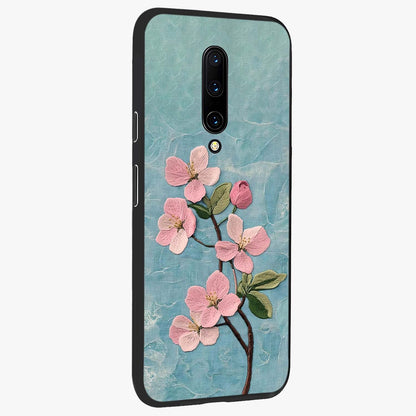 Threaded Blossom Breeze Glass Case upright view showcasing graceful flower artwork with calm botanical theme.