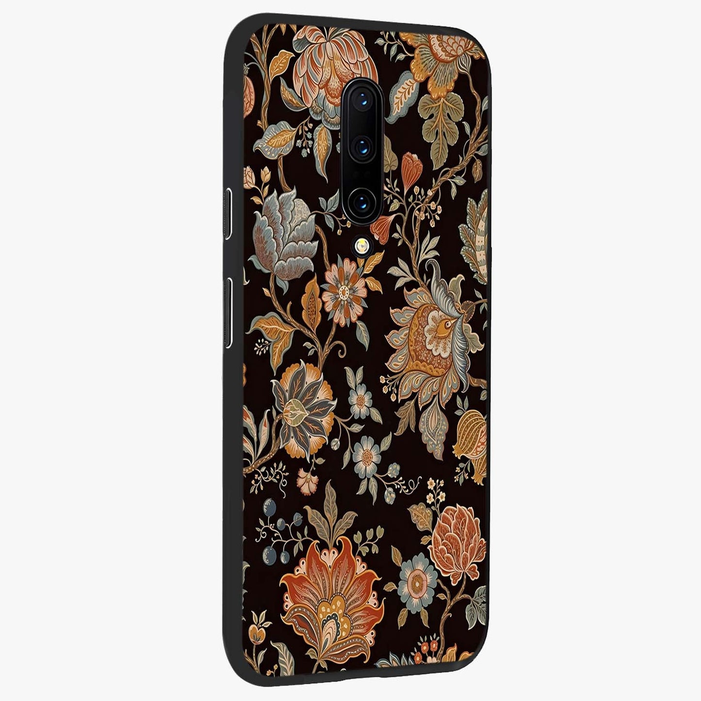 Vintage Floral Dream Glass Case upright view showcasing delicate floral artwork with timeless vintage theme.