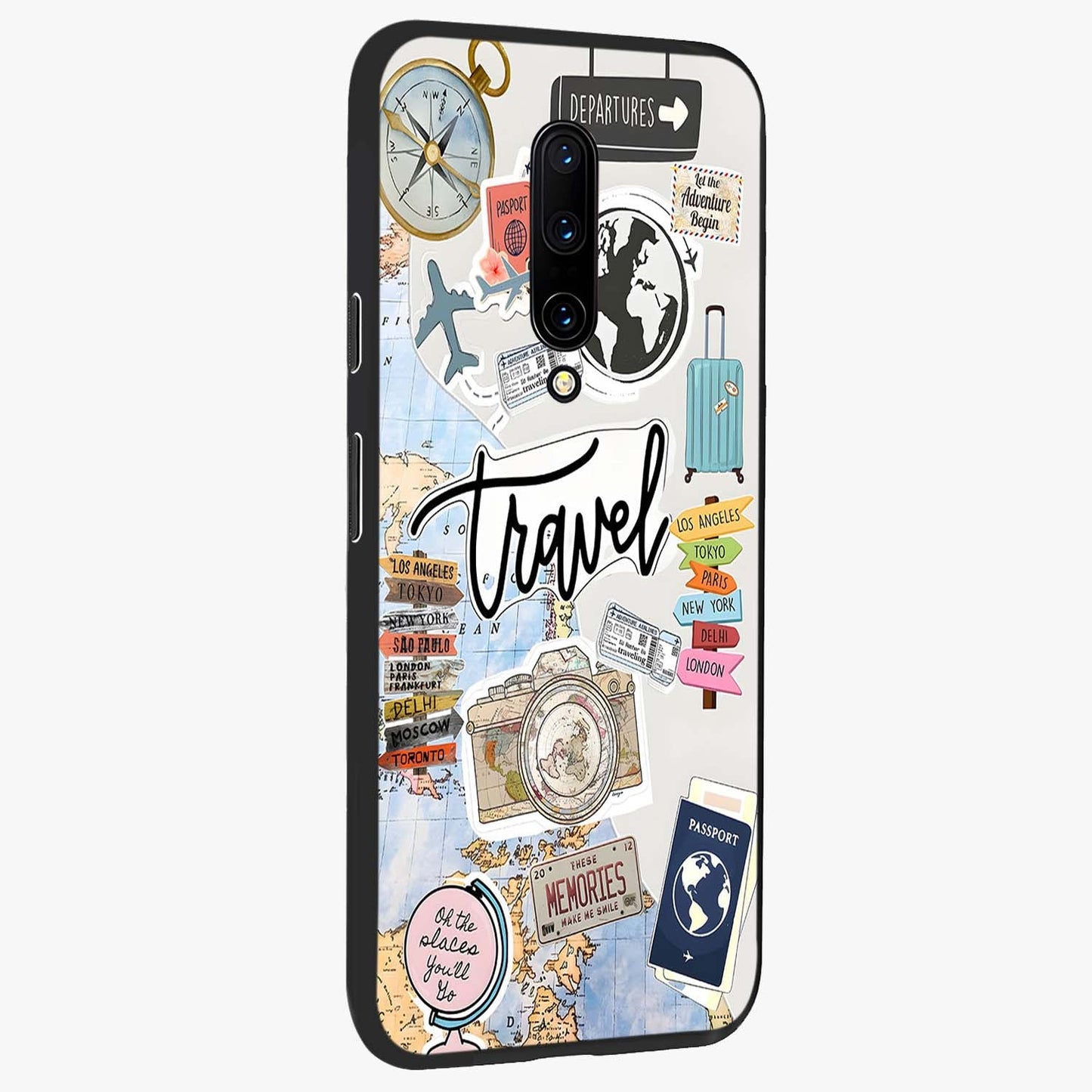 Wanderlust Journal Glass Case upright view showcasing wanderlust inspired artwork with creative exploration theme.