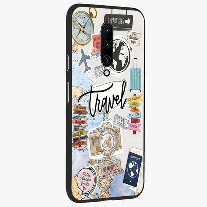 Wanderlust Journal Glass Case upright view showcasing wanderlust inspired artwork with creative exploration theme.