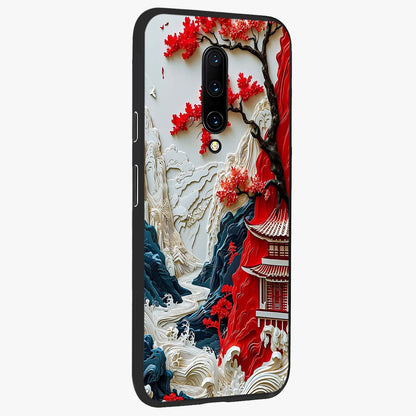 Whispers Of Sakura Waves Glass Case upright view showcasing delicate cherry blossom artwork with elegant nature theme.