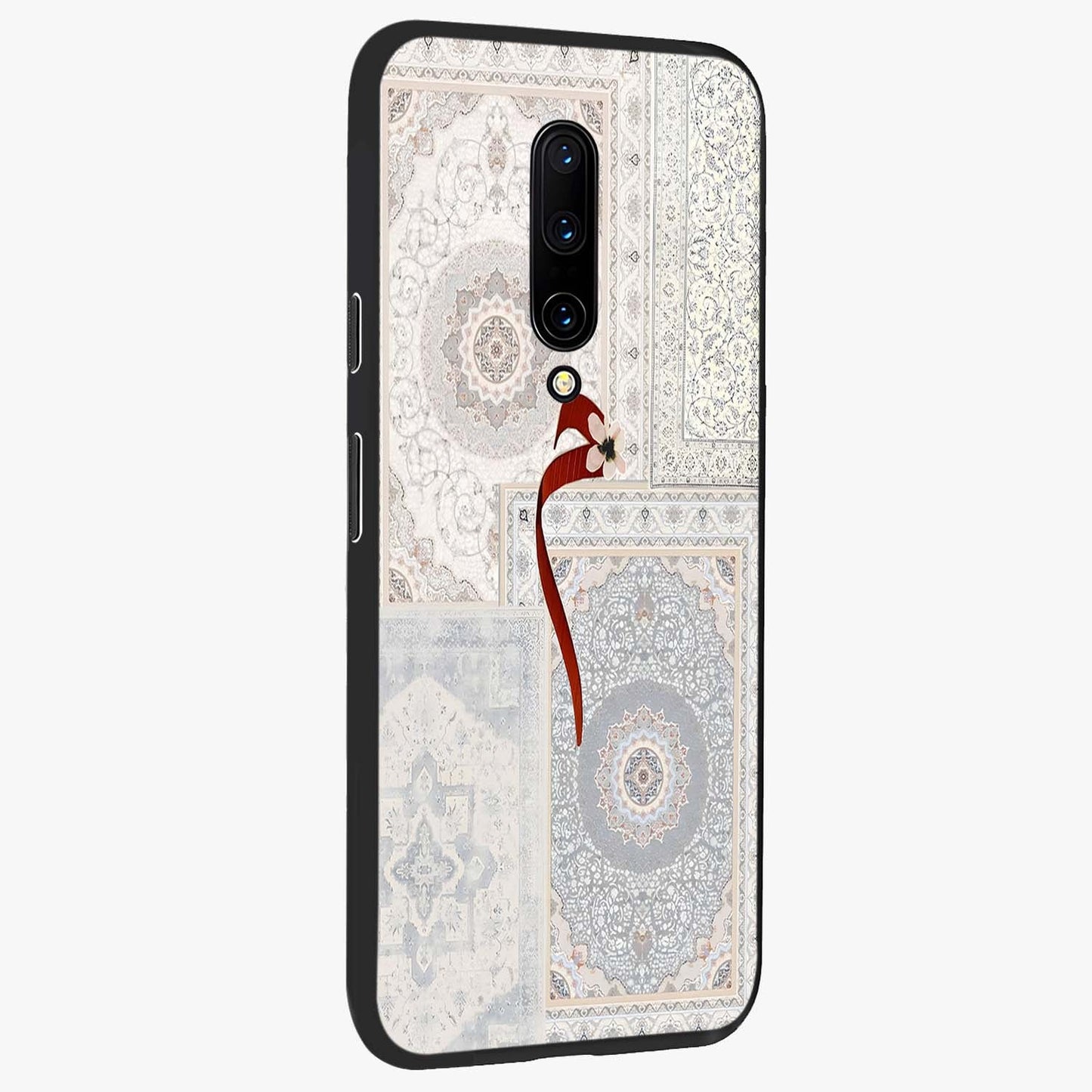 White Aesthetic Bow Glass Case upright view showcasing delicate ribbon bow artwork with cute minimalist theme.