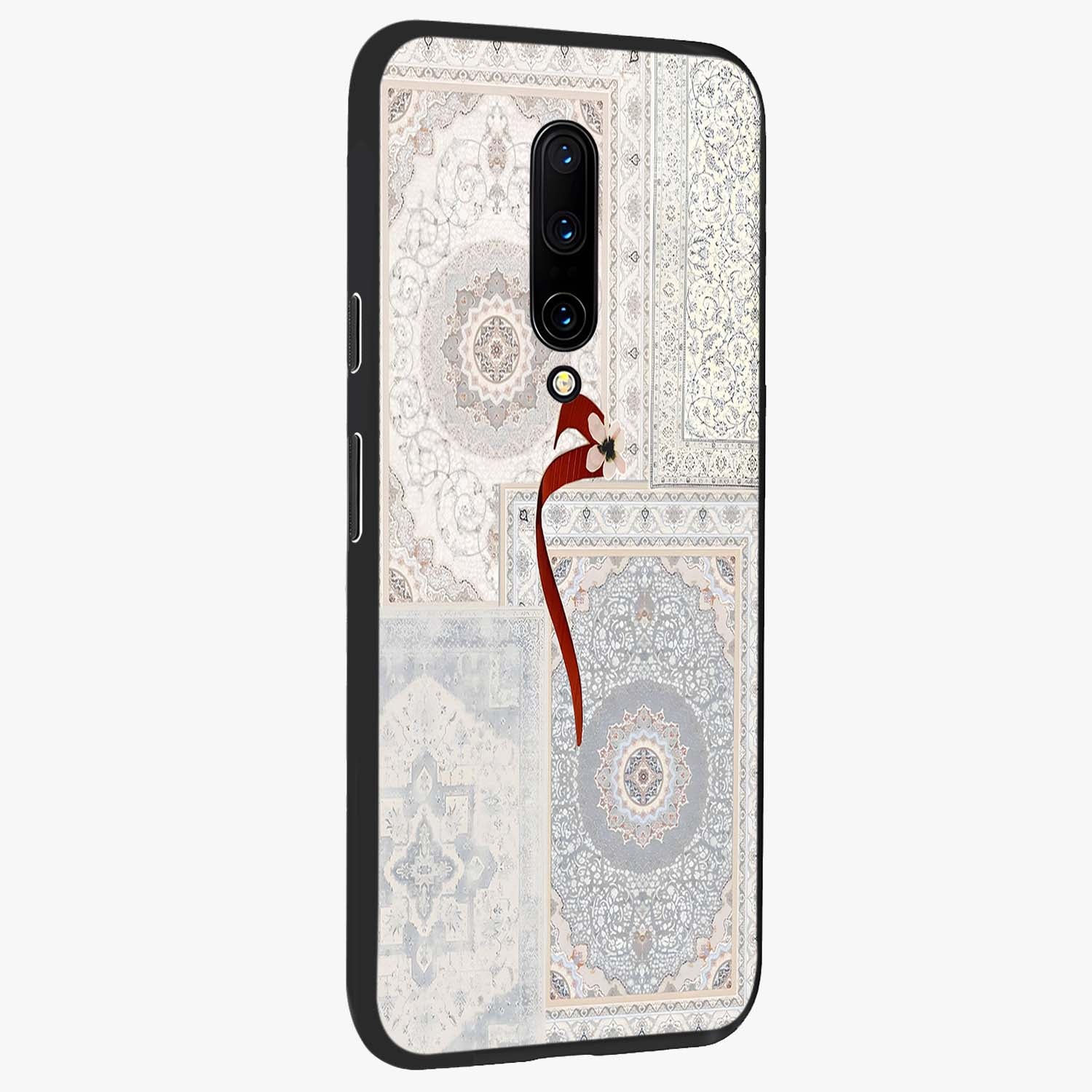 White Aesthetic Bow Glass Case upright view showcasing delicate ribbon bow artwork with cute minimalist theme.