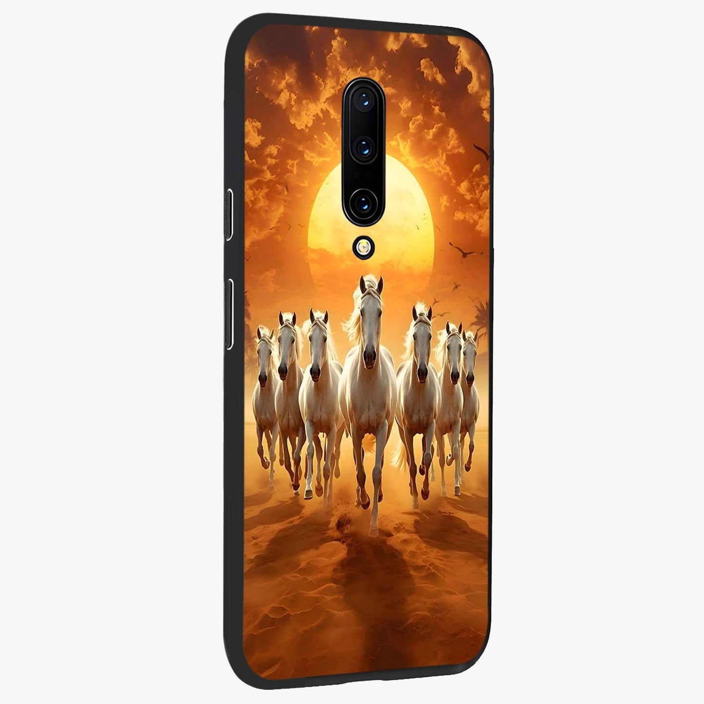 Wild Sunset Majesty Glass Case upright view showcasing dramatic sunset artwork with bold nature theme.