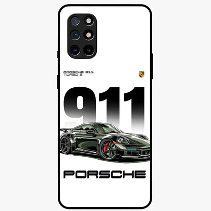 911 Turbo Dominance Glass Case showing clean flat back view with bold 911 sports car artwork and glossy glass finish.