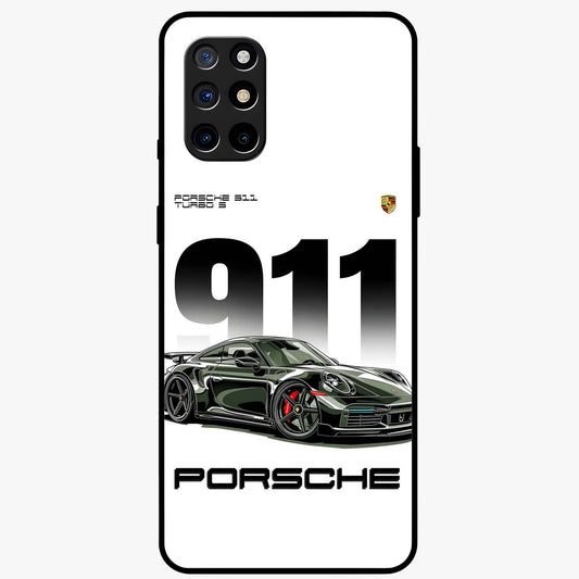 911 Turbo Dominance Glass Case showing clean flat back view with bold 911 sports car artwork and glossy glass finish.
