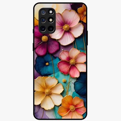 Artlyn Grace Flower Pattern Glass Case showing flat back view with elegant floral pattern artwork and glossy glass finish.