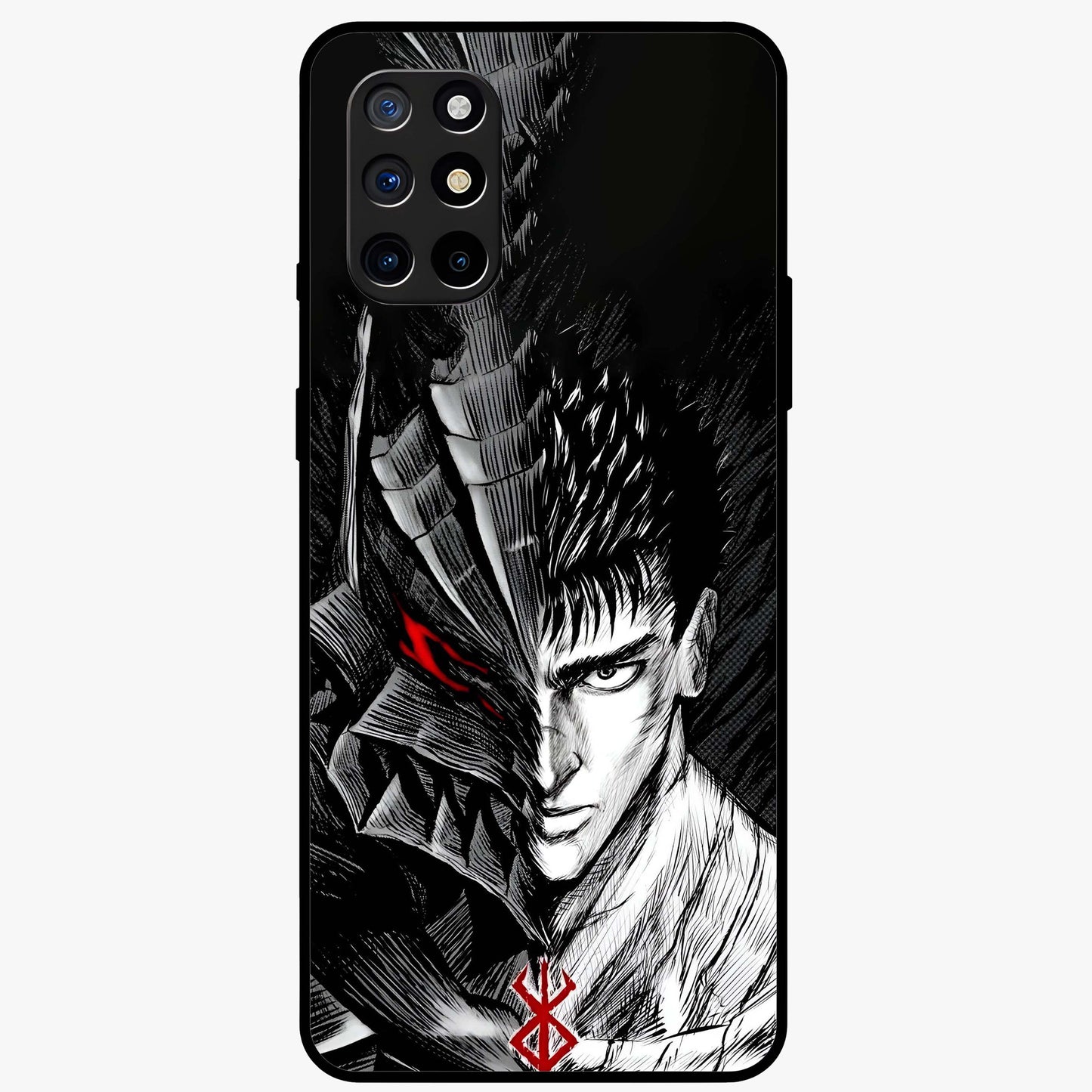 Berserker Blood Oath Glass Case showing flat back view with fierce warrior inspired artwork and glossy glass finish.