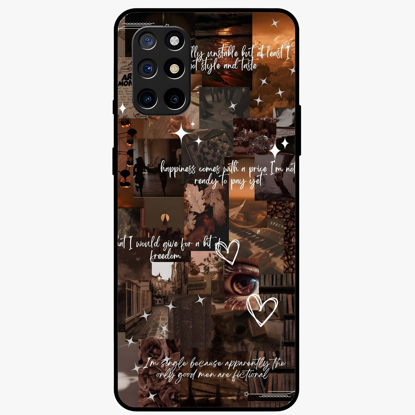 Bittersweet Aesthetic Chaos Glass Case showing flat back view with artistic chaotic aesthetic design and glossy glass finish.