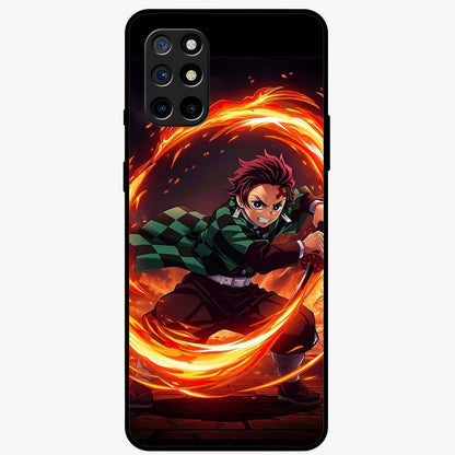 Blazing Sword Resolve Glass Case showing flat back view with fiery sword artwork and glossy glass finish.