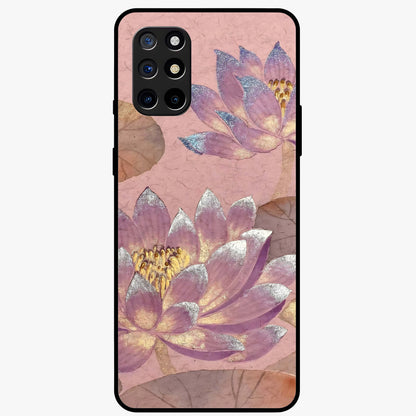 Blossom Mist Lotus Glass Case showing flat back view with serene lotus blossom artwork and glossy glass finish.