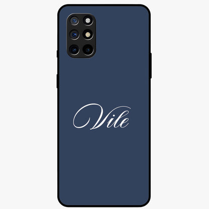 Blue Background Personalized Custom Name Glass Case showing flat back view with minimal blue background and custom name design.