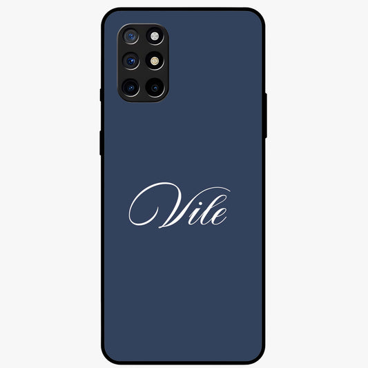 Blue Background Personalized Custom Name Glass Case showing flat back view with minimal blue background and custom name design.